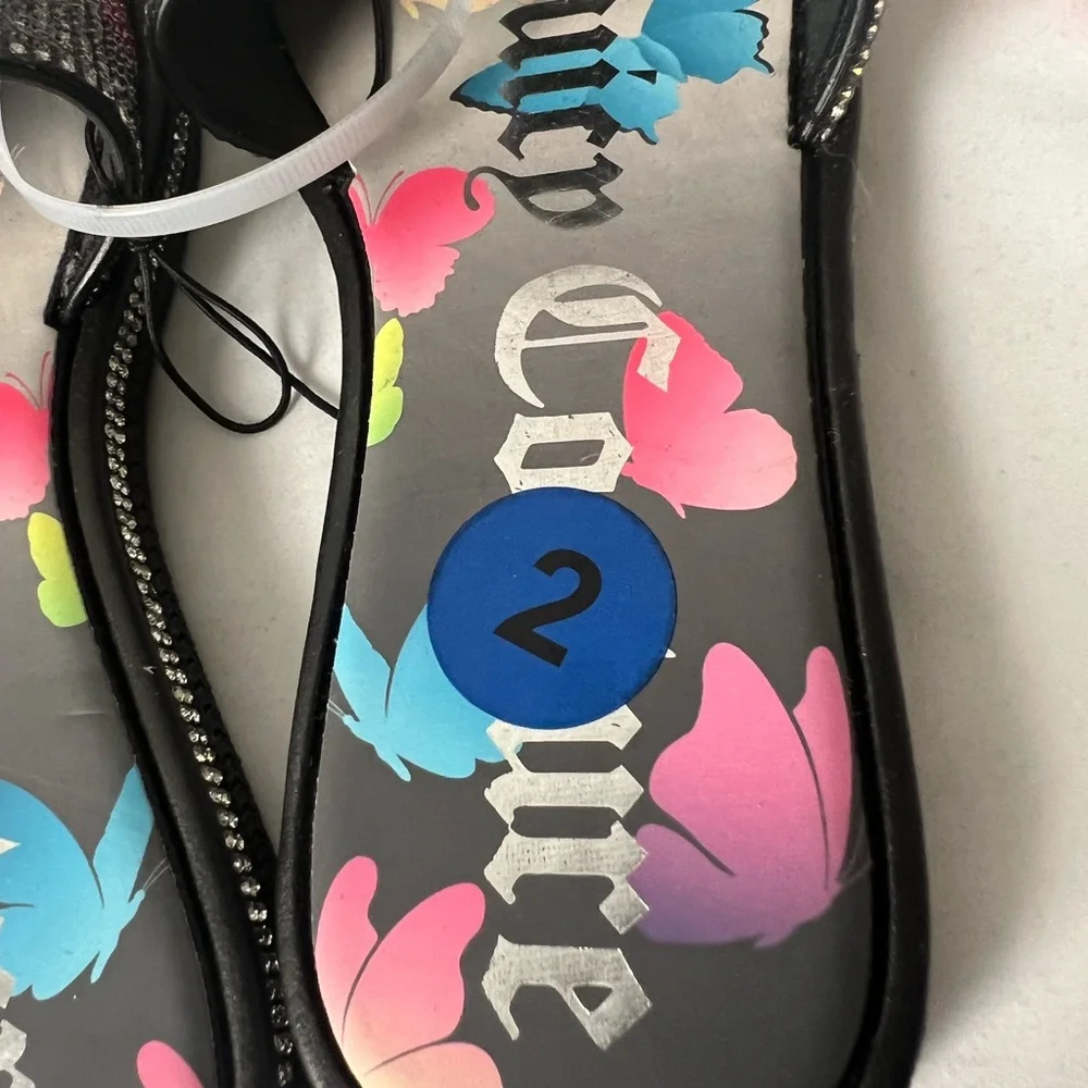 Juicy Couture Squaw  Valley Binged‎ Rhinestone Slide In Sandals Size 2 NWT